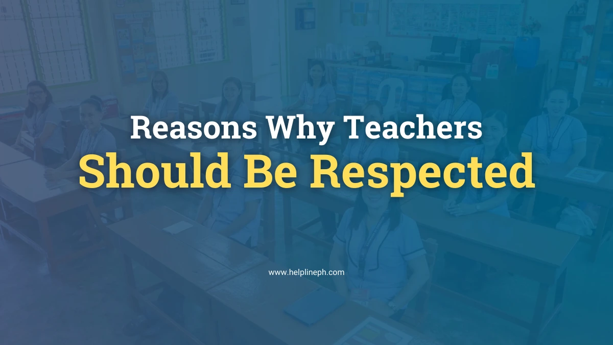 A group of teachers standing inside a classroom, highlighting reasons to respect teachers, featured on helplineph.com.