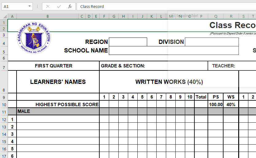 E Class Record 2024 2024 Grade 4 Daron Emelita