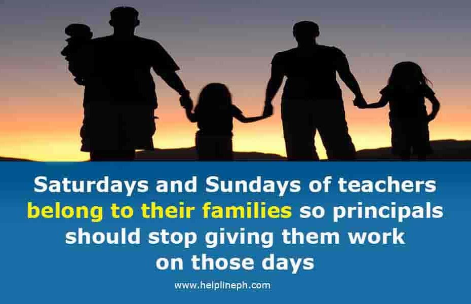 Saturdays and Sundays of teachers