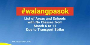 List of Areas and Schools with No Classes