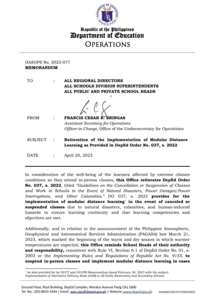 Students Safety In Extreme Climates DepEd s Class Suspension