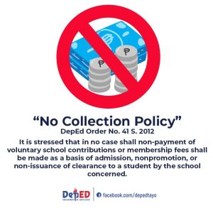 DepEd reminds schools of No Collection Policy