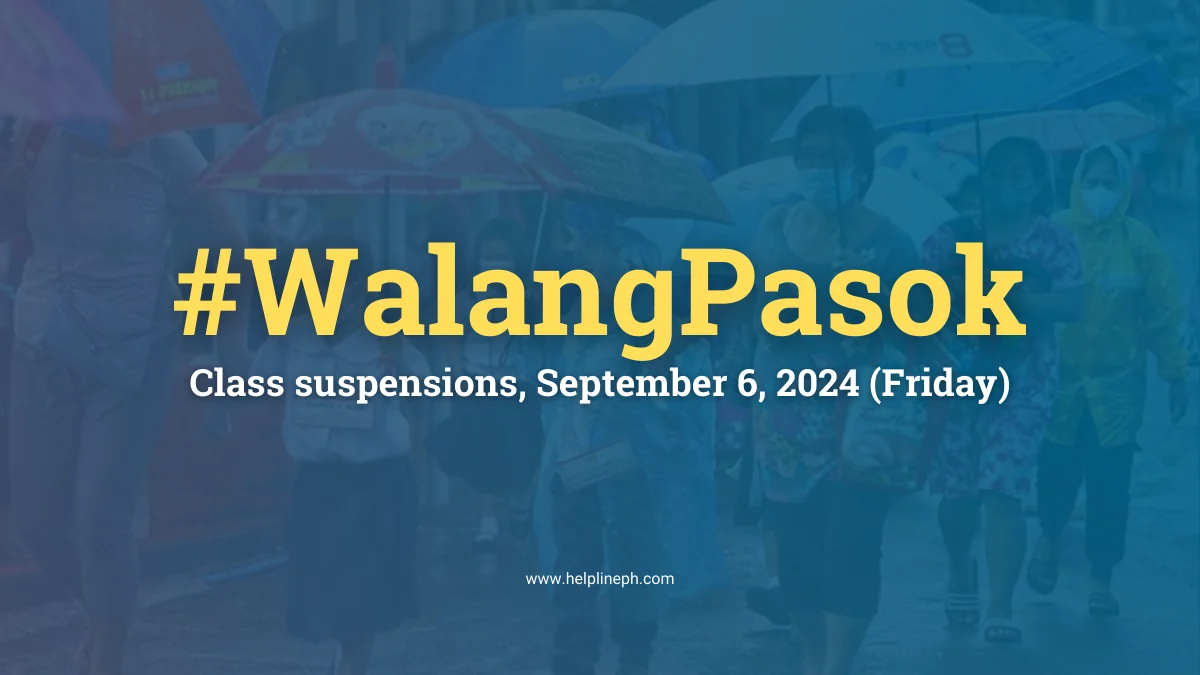 Class suspensions for September 6, 2024, due to Typhoon Enteng and heavy rains in the Philippines. Full list of affected areas.