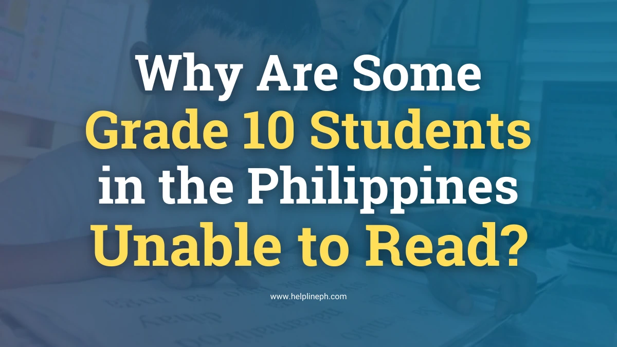 Teacher helping a Grade 10 student in the Philippines learn how to read, highlighting the educational crisis in public schools.