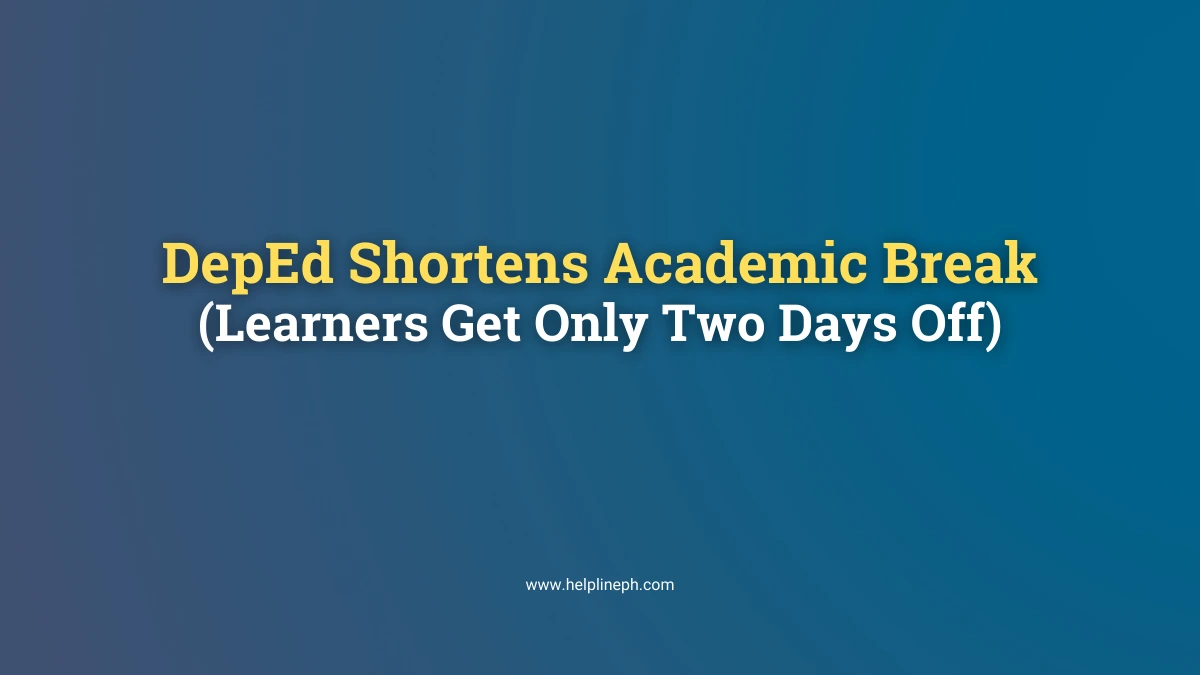 DepEd shortens academic break to two days for learners with key events in November