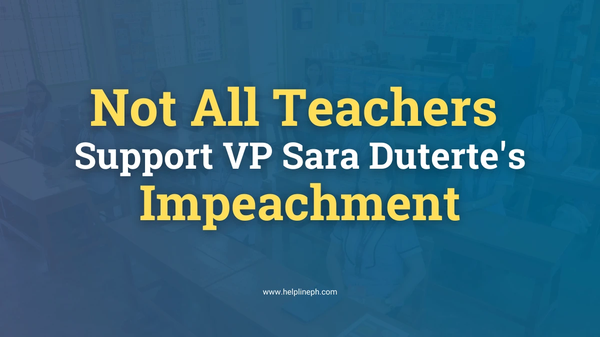 Teachers sitting in a classroom discussing the impeachment of VP Sara Duterte, highlighting differing opinions among educators.