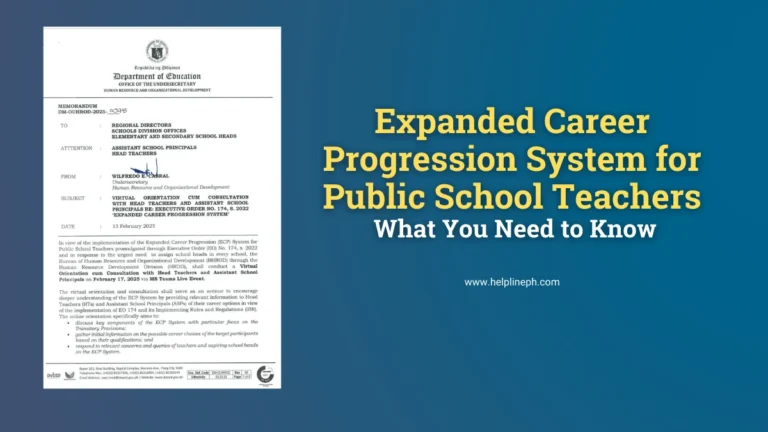 DepEd Memorandum on Expanded Career Progression System for Teachers (EO 174)