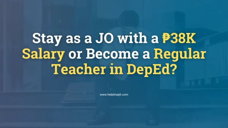 A man thinking about his future, deciding between a Job Order (JO) position with higher pay or a DepEd teaching job with stability.
