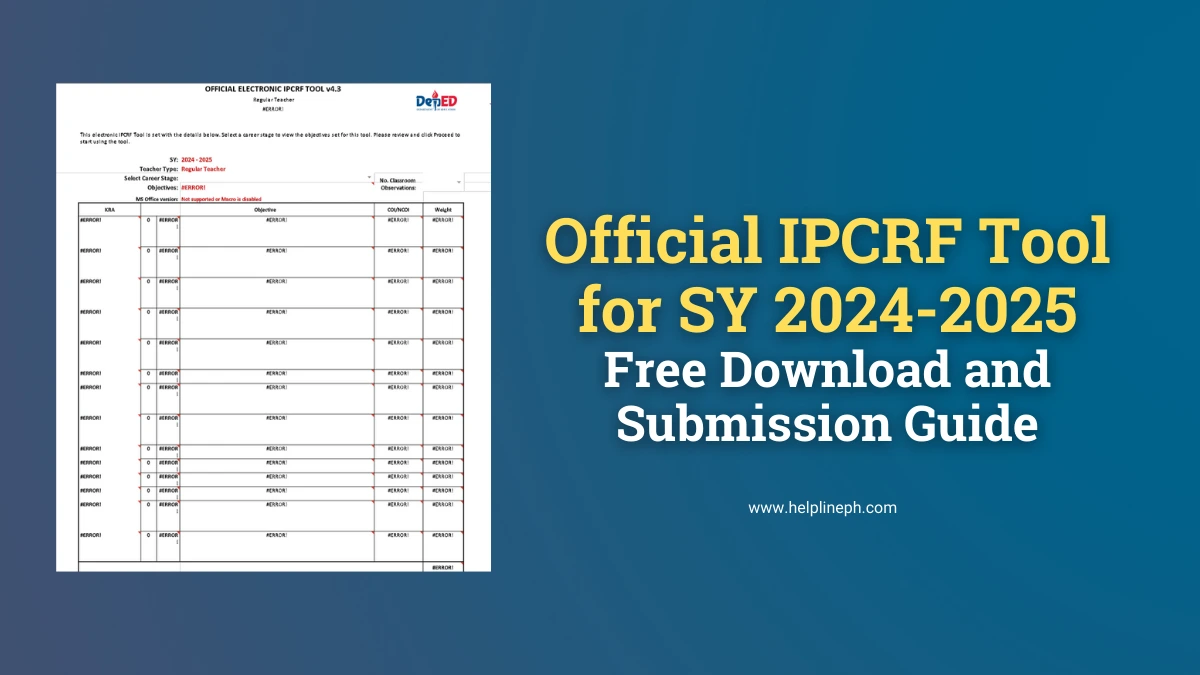 Official IPCRF Tool for SY 2024-2025 – Free Download and Submission Guide from HelplinePH