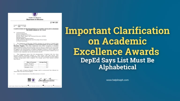 DepEd clarification on alphabetical order for academic excellence awards – HelplinePH