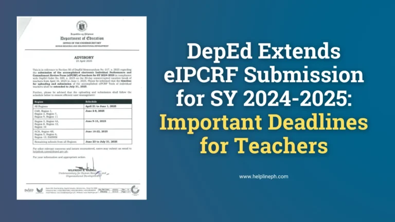 DepEd advisory on eIPCRF submission 2025 with extended schedule and deadlines for teachers