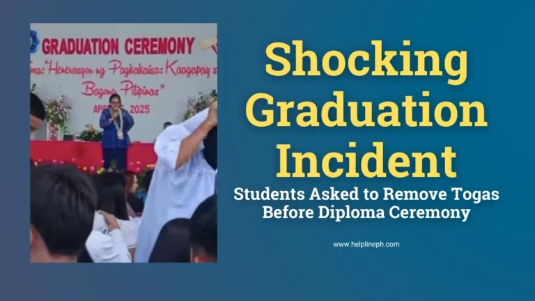 Graduating students removing their togas during ceremony at Col. Ruperto Abellon National High School in Laua-an