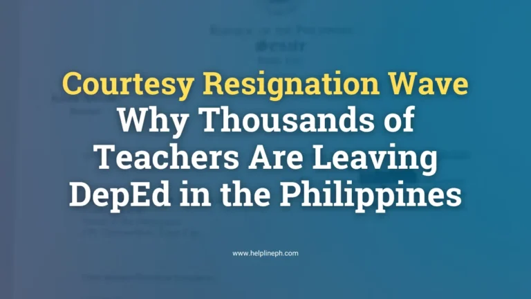 Sample courtesy resignation letter by a teacher in the Philippines with article title and helplineph.com