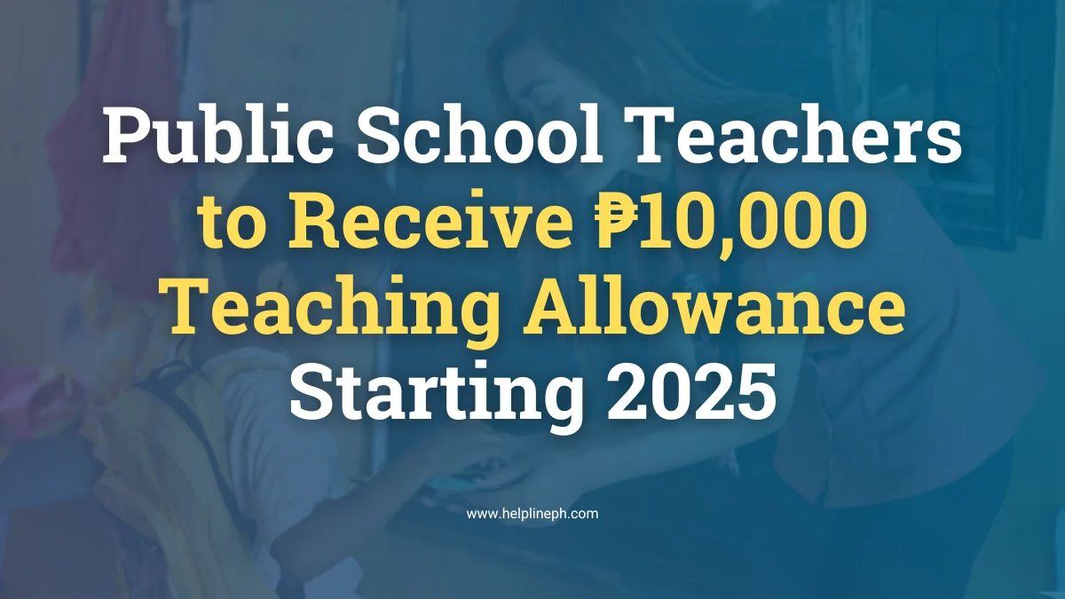 Public school teacher helping student with learning, promoting ₱10,000 teaching allowance for teachers in the Philippines