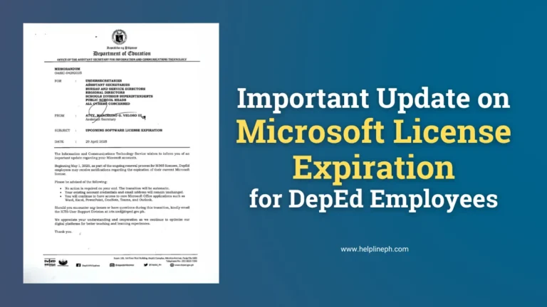 Official DepEd memorandum about Microsoft license expiration and software renewal for employees