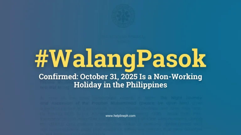 October 31, 2025 non-working holiday in the Philippines featured image with helplinep.com