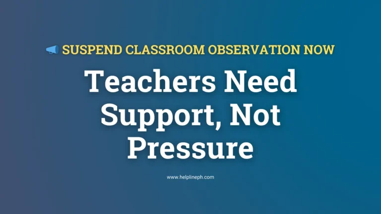 Suspend CO now message on thumbnail with bold text urging DepEd to support teachers and stop harmful classroom observations.