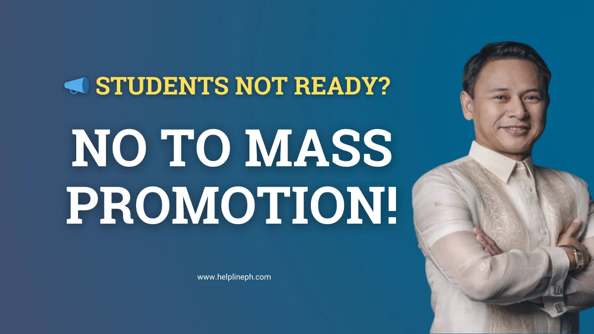 DepEd thumbnail saying no to mass promotion for unprepared students