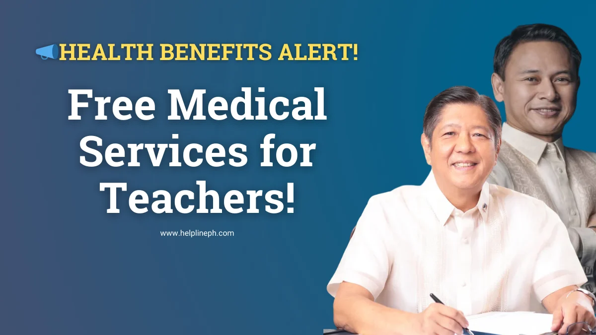 DepEd health benefits alert thumbnail showing free medical services for teachers.
