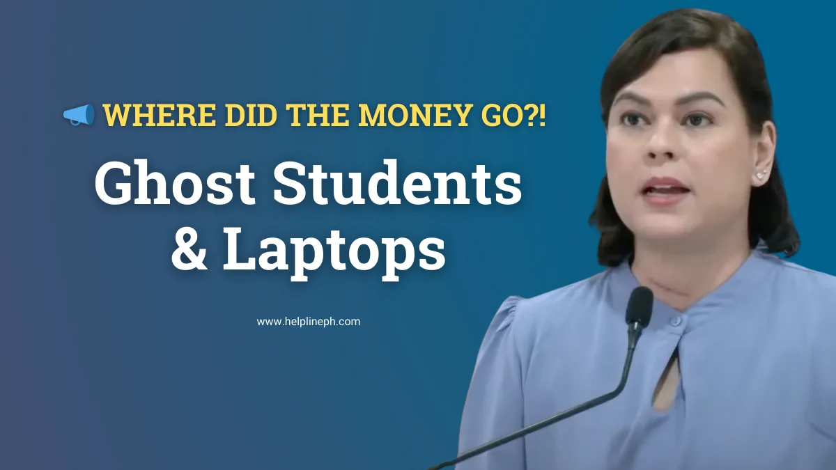 Thumbnail reading “Where Did the Money Go? Ghost Students & Laptops” about DepEd fund controversy involving ghost students and ghost laptops.
