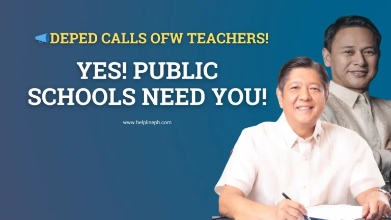 DepEd to support returning teachers from the Middle East through SPIMS program and public school hiring