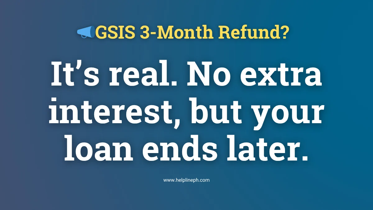 GSIS 3-month refund thumbnail about Balik Ginhawa with no extra interest and later loan end date